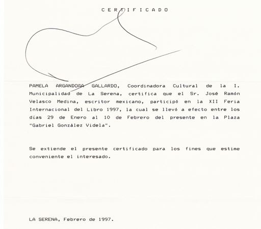 Constancia Participación Feria Internacional Sudamérica.